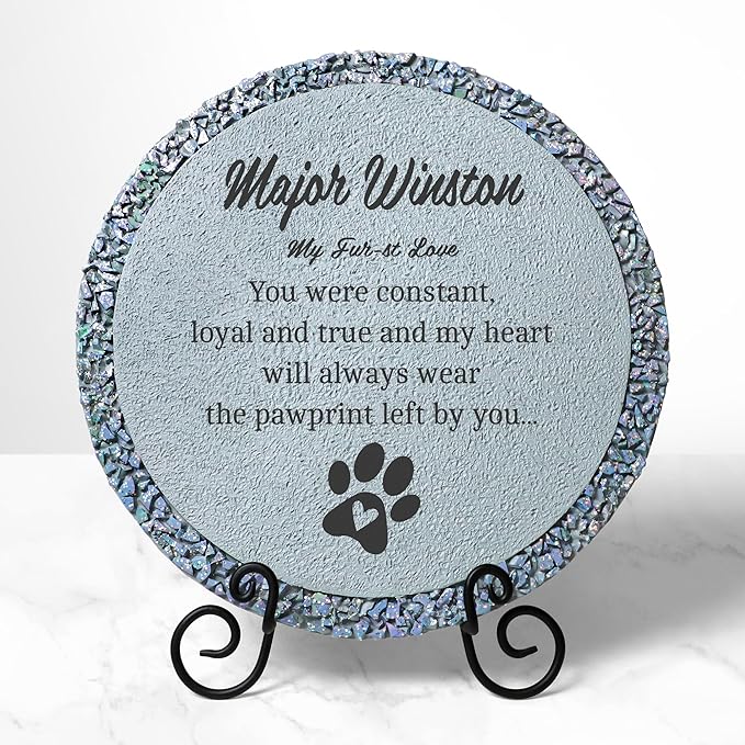 Let's Make Memories Personalized Pet Memorial Garden Stone - in Loving Memory - Dog or Cat Memorial