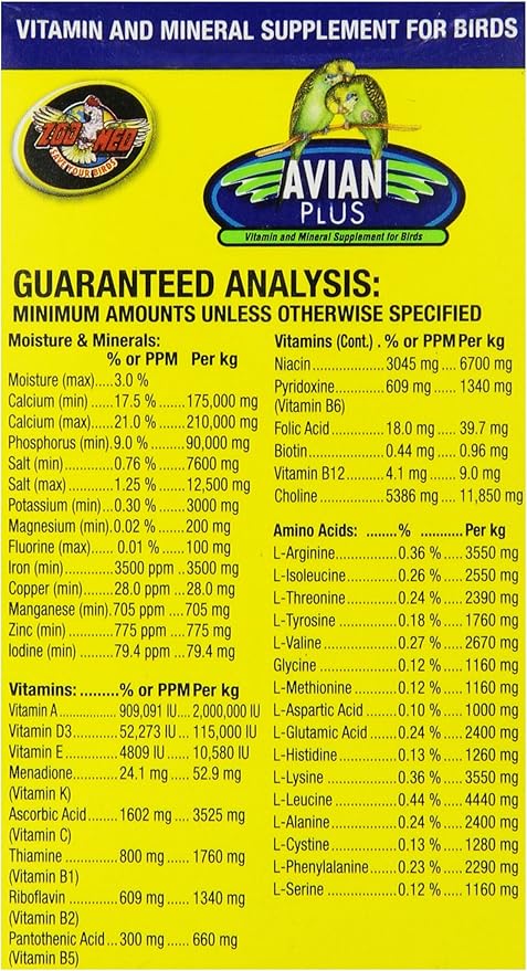 Zoo Med Laboratories Bzma374 Avian Plus Bird Vitamins, 4 oz (976610)