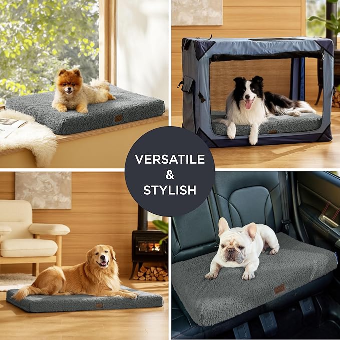 Bedsure Self Warming Dog Beds Large Sized Dog - Comfy Puppy Beds with Removable Washable Cover, Orthopedic Egg Crate Foam Pet Mat, Suitable for Pet Up to 65 lbs