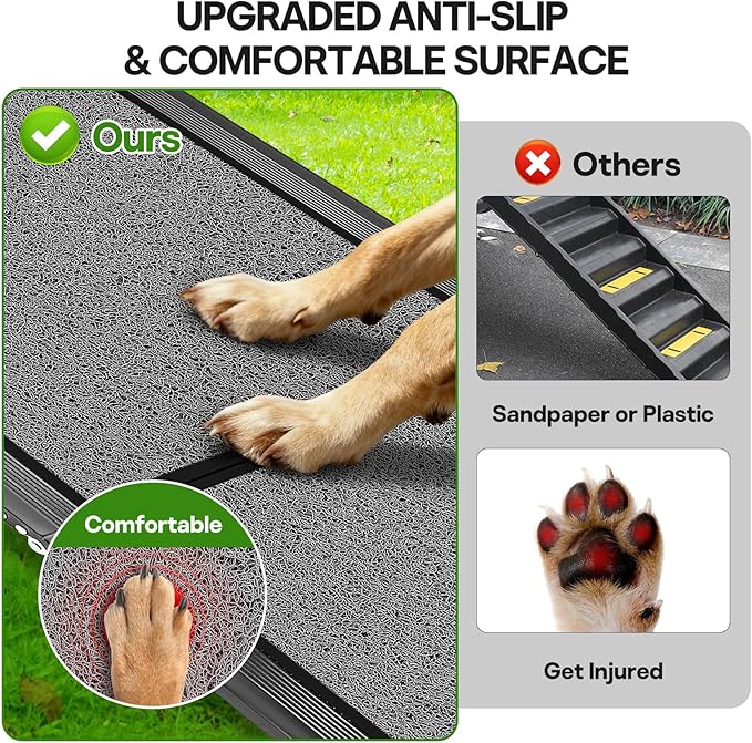 Dog Ramp for Car 67''x 17'', Dog Car Ramp, Folding Large Dog Ramp for Stairs, Pet Ramp Up to 300LBS, Keep from Sliding, 5s Installation, Dog Stairs for Truck SUV Truck LKW Side Door Back Seat
