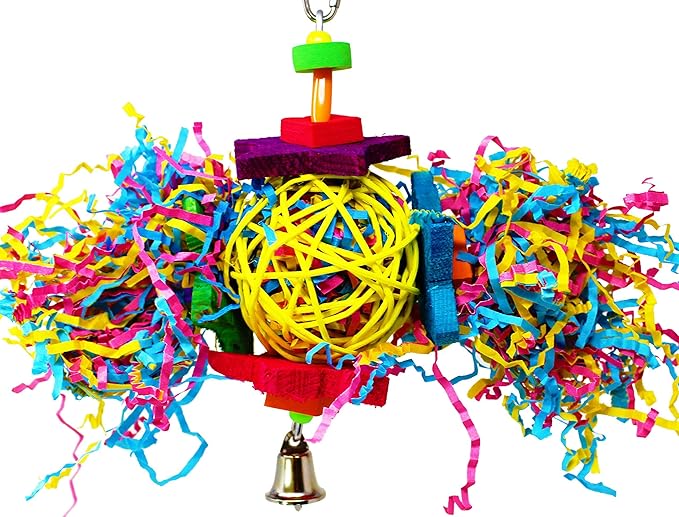 Bonka Bird Toys 1839 Foraging Star 7" High by 8" Wide, Medium Parrot Chew Shred Forage Cage Toy, Conure, Pionus, Quaker, and Similar Birds