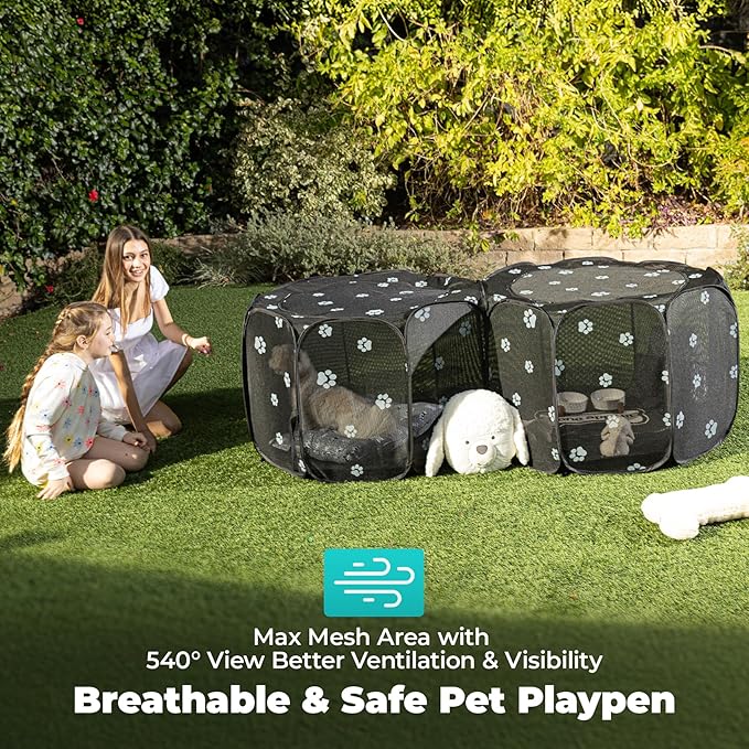 2-in-1 Cat Playpen with Pee Pad, 72''Pop Up Dog Pet Playpen for Indoor Outdoor Cats Enclosed, Portable Pet Playpen, Kitten Puppy Foldable Play Pen Cat Dog Tent Crate Cage Kennel(M, 72" Lx36Wx24H)