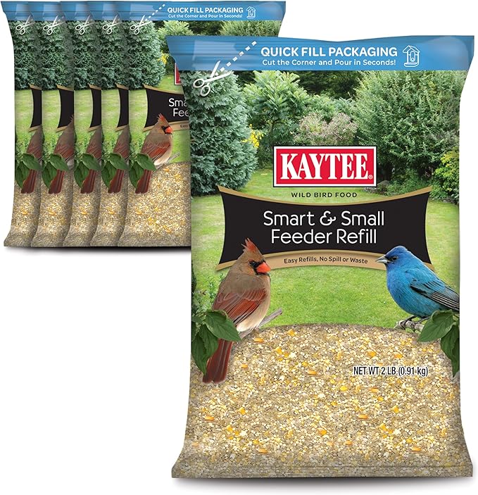 Kaytee Smart & Small Feeder Refill, Ideal Wild Bird Food for Smart Feeders, 2 Pounds, 6 Count