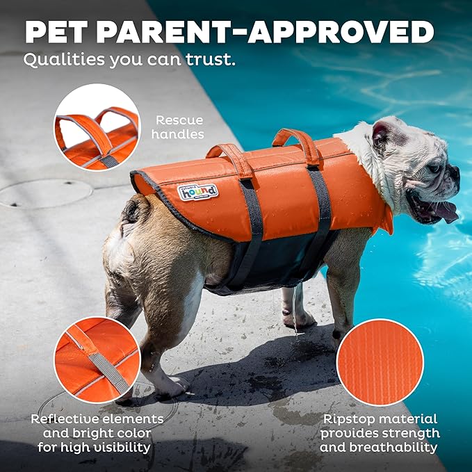 Outward Hound Granby Splash Orange Dog Life Jacket, XL
