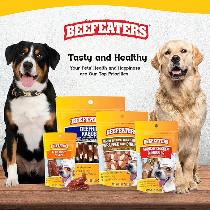 Beefeaters Duck Jerky Strips for Dogs 22 oz, Oven-Baked High Protein Dog Treats Duck Jerky - Low Fat Grain-Free Dog Snacks - No Corn Wheat or Soy - Chewy Dog Jerky Treats for Training and Rewards