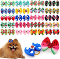 Christmas Dog Hair Bows - Cute Puppy Bowknots with Rubber Bands, Pet Grooming Accessories for Party