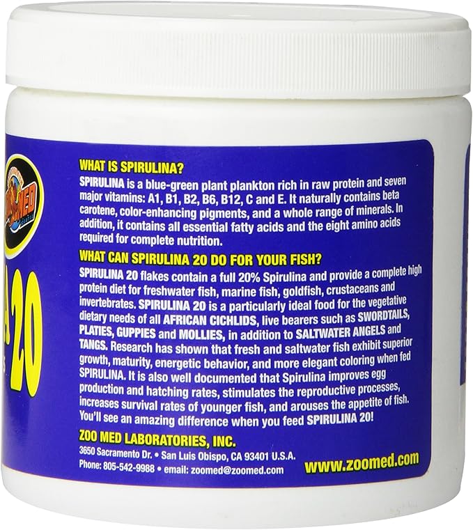 Zoo Med Laboratories AZMAFS1 Aquatrol Spirulina 20 Flake, 1-Ounce