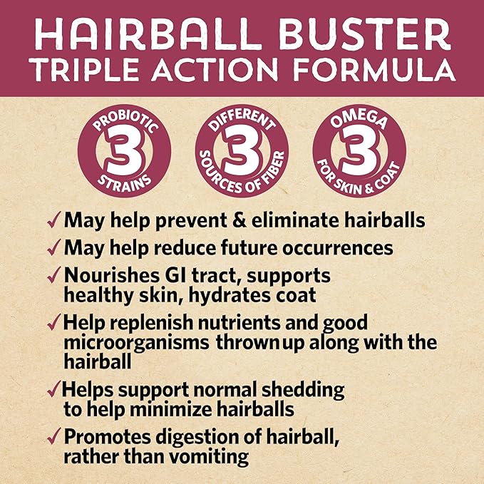 Fidobiotics - Meowbiotics Hairball Buster Powder for Cats with Probiotics 2 Billion CFU Smoked Fish Chowdah Flavor - 30 Serving(s)
