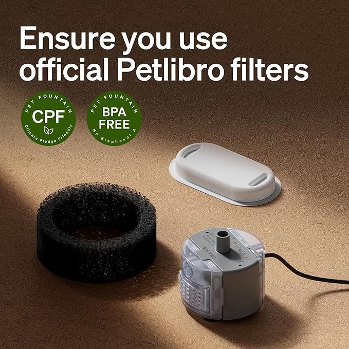 PETLIBRO Replacement Filters for Cat Water Fountain Stainless Steel, 67oz/2L Adjustable Water Flow Pet Water Fountain, Super Quiet Dog Water Dispenser