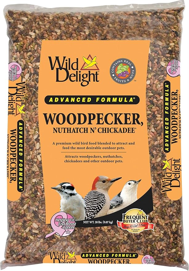 Wild Delight Woodpecker, Nuthatch N' Chickadee Food, 20 lb, Black