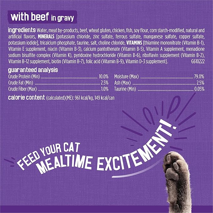 Friskies Purina Gravy Wet Cat Food Variety Pack, Meaty Bits - 5.5 oz. Cans (Pack of 48)