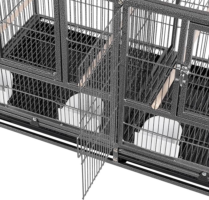 Topeakmart 21" Divided Breeding Bird Cage for Parakeet Canary Lovebird Finch Budgie with Rolling Stand