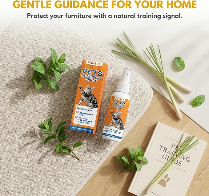 Cat Repellent Spray, Cat Deterrent Spray - Indoor & Outdoor Training Safe, Protect Furniture, Sofas, Rugs, Restricted Areas-for Behavior, Natural, Effective 100 ml