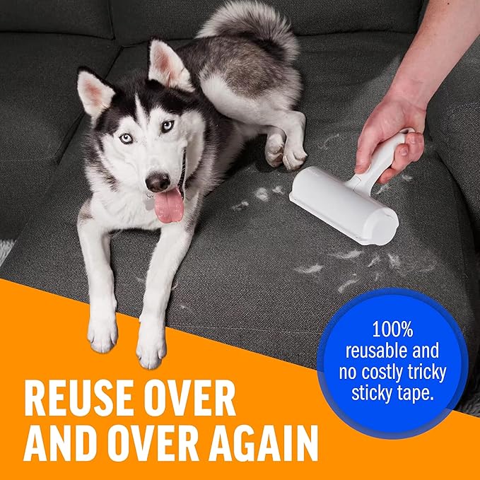 Pet Hair Remover and Reusable Lint Roller - Cat and Dog Hair Remover for Furniture, Couch, Carpet and Bedding - Portable, Multi-Surface Fur Removal Tool