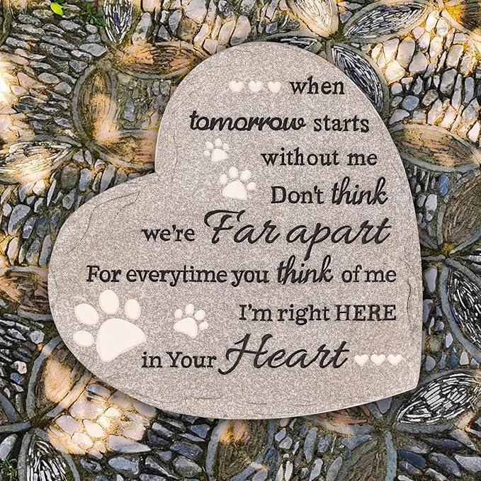 Pet Memorial Stone for Dogs Cats, 10 Inch Dog Memorial Gifts for Loss of Dog, Heart Shaped Cat Memorial Stones, Pet Memorial Gifts for Dogs Cats, Pet Loss Sympathy Gift (Heart-Shaped Paw), YMSZZH01
