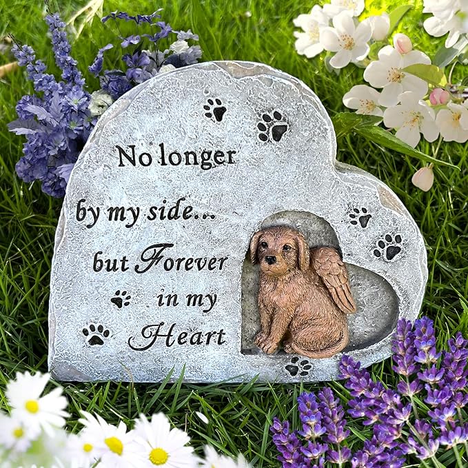 Dog Memorial Headstone, Pet Memorial Stone Sympathy Gift Outdoor Grave Marker Garden Stone Statue Dog Tombstone Comfort Gift