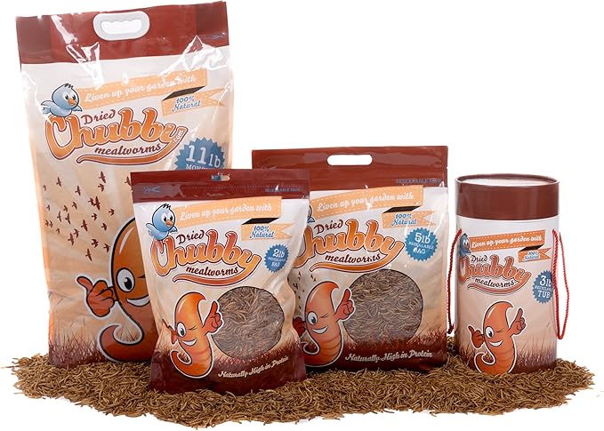 Chubby Dried Mealworms High-Protein Non-GMO Treats for Chickens, Ducks, Wild Birds & Backyard Pets
