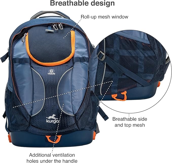 Kurgo G-Train Dog Carrier Backpack - Comfortable Travel Bag for Pets Up to 25 lbs - Waterproof Bottom - Multi-Compartment Pack - Dog Hiking Gear - Rugged Adventure Backpack - Ink Blue