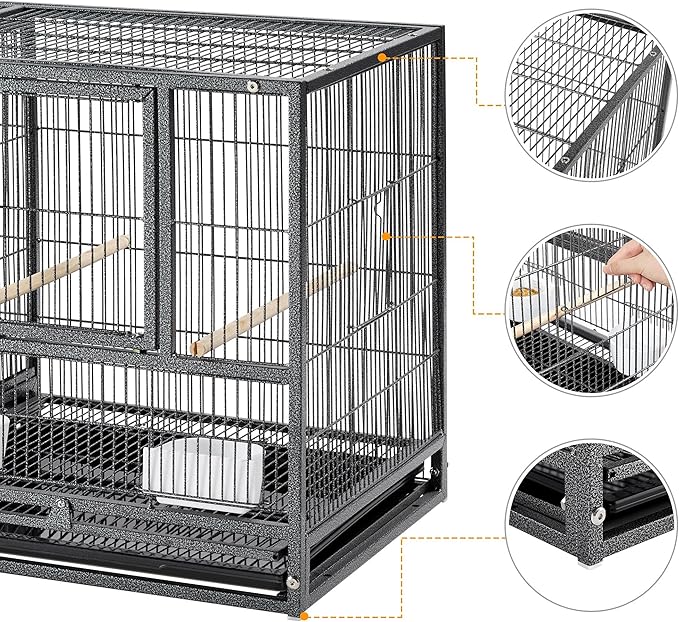 Topeakmart 21" Divided Breeding Bird Cage for Parakeet Canary Lovebird Finch Budgie with Rolling Stand