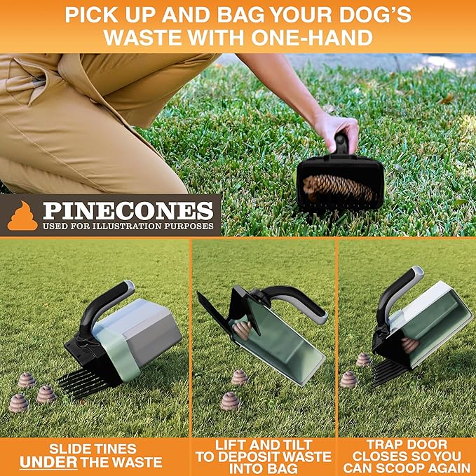 Neater Pet Brands Lift N’ Bag 2.0 Dog Pooper Scooper with Bag Attachment for Small to Large Dogs, New & Improved Design, 15 Refill Bags, Heavy Duty Dog Poop Scooper for Yard & Walks, One-Hand Use
