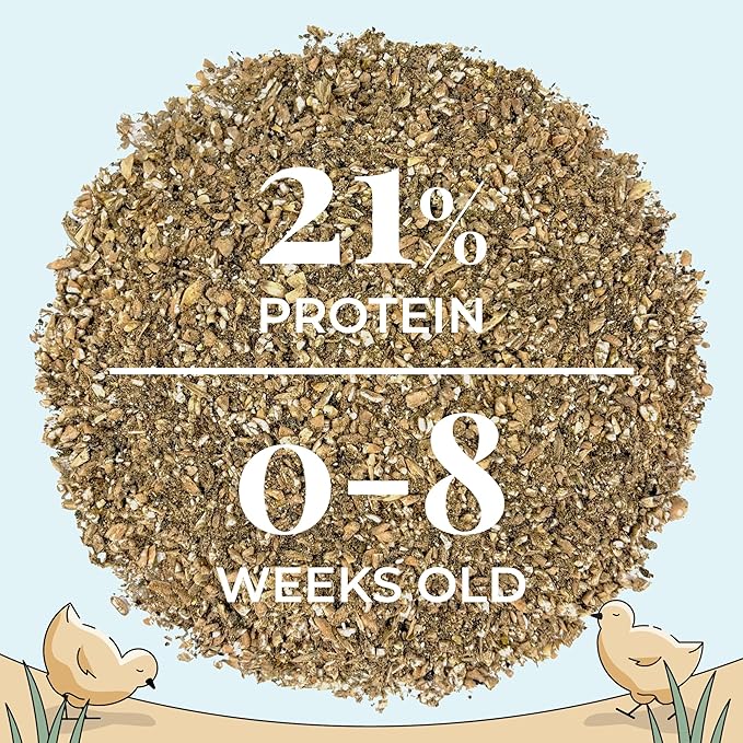 Mile Four Organic Chicken Feed (46 lbs) Starter Chick Mash, Non-GMO, USA Grown, 21% Protein, Corn-Free, Soy-Free, Non-Medicated Chick Feed