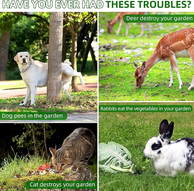 2026 Solar Ultrasonic Racoon Fortress Pro, Deer Cat Repellent Devices Animal Repeller Squirrel Rabbit Deterrent Outdoor with Motion Sensor&Flash Light to Scare Dog Skunk Out of Garden Yard(4Pack)