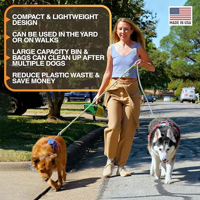 Neater Pet Brands Lift N’ Bag 2.0 Dog Pooper Scooper with Bag Attachment for Small to Large Dogs, New & Improved Design, 15 Refill Bags, Heavy Duty Dog Poop Scooper for Yard & Walks, One-Hand Use