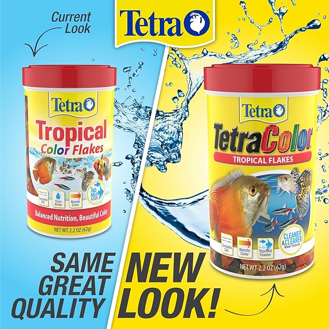 TetraColor Tropical Flakes, Color Boosting Fish Food, Nutritionally Balanced Diet for Tropical Fish, 7.06 oz