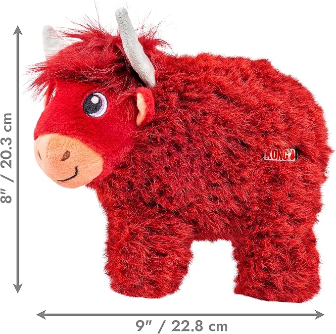 KONG Toughz Durable Plush Dog Toy - Long-Lasting Soft Chew Toy for Aggressive Chewers, Safe & Interactive for Dogs (Highland Cow)