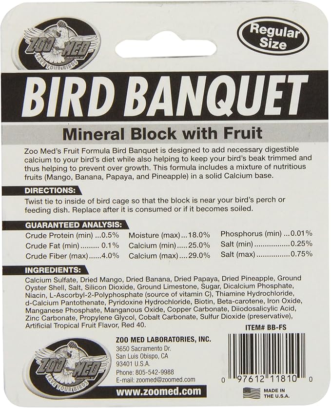 Zoo Med Fruit Bird Banquet Block, Small (Pack of 4)
