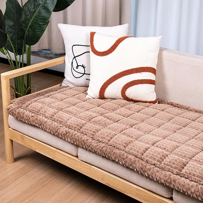 Washable Dog Couch Cover Protector, Non Slip Dog Bed Mat Machine Washable Large Blanket for Dogs, Pet Couches Covers for Sofa (Coffee, 27.6 * 59.1 '')