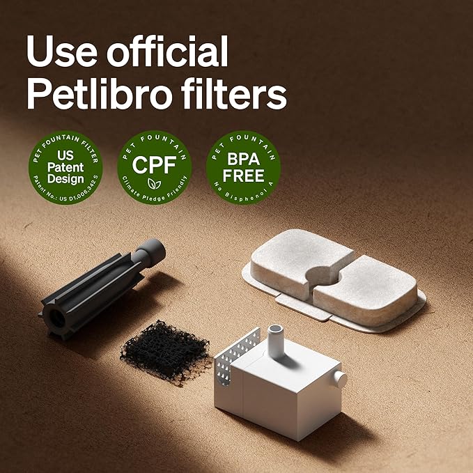 PETLIBRO Cat Water Fountain Filter Replacement, 8 Pack Dockstream Replacement Filters for Cat Fountain PLWF106/116/105/115/005/305, Pet Water Fountain Filter with Pump Sponges, 4-Month Supply
