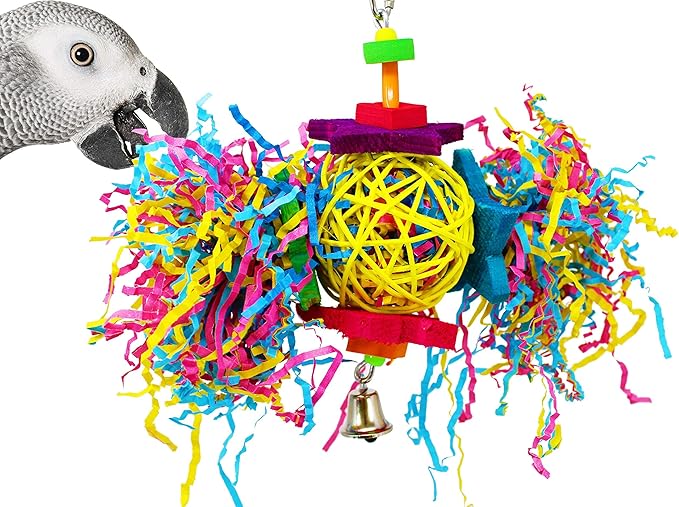 Bonka Bird Toys 1839 Foraging Star 7" High by 8" Wide, Medium Parrot Chew Shred Forage Cage Toy, Conure, Pionus, Quaker, and Similar Birds