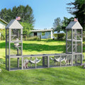 Cat Catio with Tunnel, 4 in 1 Outdoor Cat Enclosure Include 2 Catio and 2 Tunnel, Cats Enclosure with Kitten Hammock and Waterproof Cover, Indoor Outdoor Cats Cage Playground with 2 Door