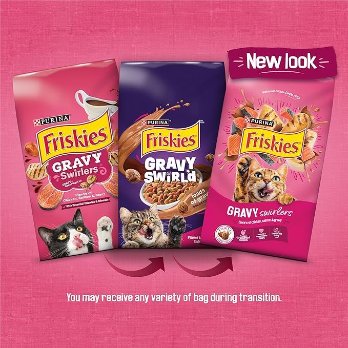 Purina Friskies Gravy Swirlers with Flavors of Chicken, Salmon and Gravy Dry Cat Food - 16 Lb. Bag