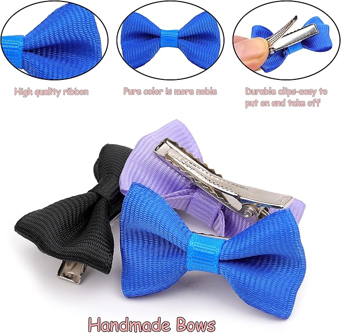 40PCS Christmas Dog Bows Cute Puppy Dog Small Bowknot Hair Bows with Clips Bands Small Hairs Bowknot Pet Hair Accessories Pet Grooming Accessories for Party Christmas Birthday