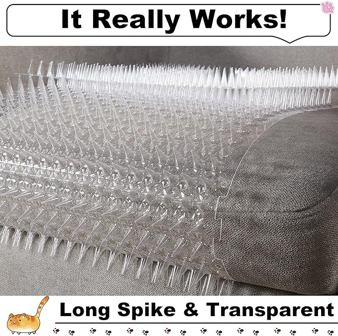 Nuanchu 12 Pieces Cat Deterrent Mat Cat Repellent Mat with Spikes Keep Dogs Off Counter Anti Pet for Outdoor Indoor Plants Garden Sofa Window(16 x 13 Inches,Clear)