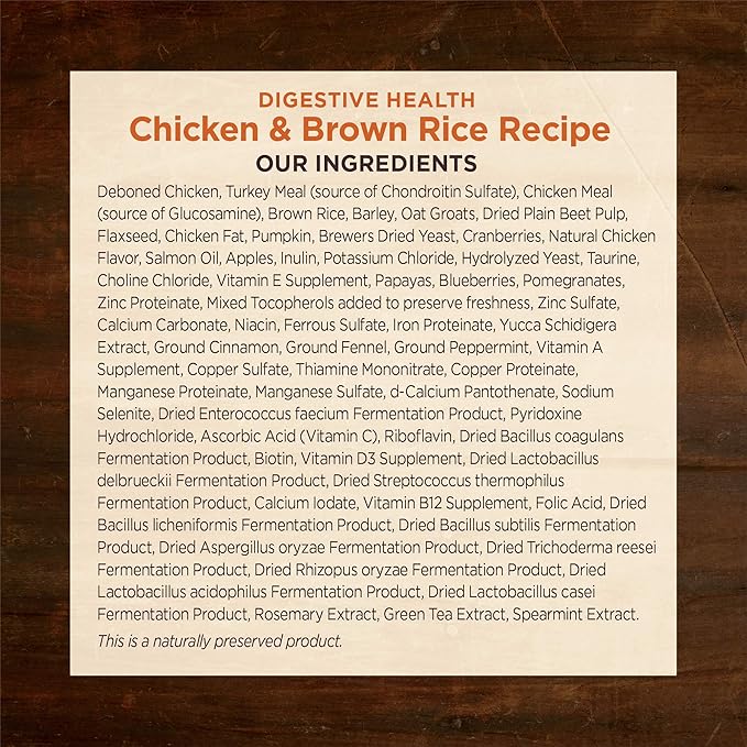 Wellness CORE Digestive Health Adult Dry Dog Food, Wholesome Grain Kibble, Sensitive Stomach, Natural, High Protein, Chicken Recipe, 4 lb Bag