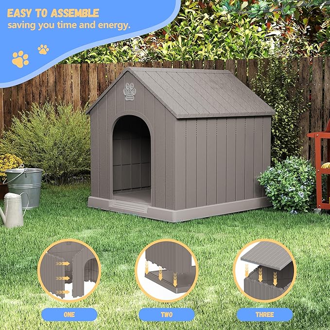DRATO Dog House Resin Outdoor Dog Kennel - Weatherproof Small Dog House for Indoor Use