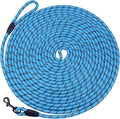 Long Dog Leash for Training 50Ft-Reflective Nylon Rope with Swivel Hook-Recall Agility Lead for Large Small Medium Dogs Outside Walking Hiking-Sky Blue