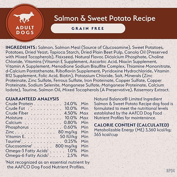 Natural Balance Limited Ingredient Grain Free Salmon & Sweet Potato Dry Dog Food, Sensitive Stomach, 12 lb (Pack of 1)