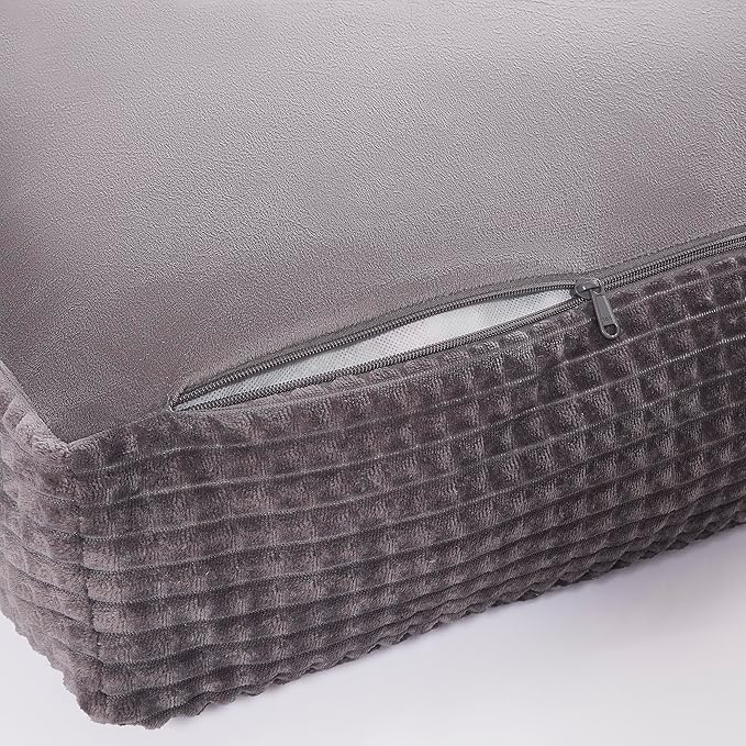 Modern Threads Ultra Plush Orthopedic Memory Foam Pillow Bed for Large Dogs with Supportive Filling and Stylish Textured Design, Charcoal, (48" L x 36" W x 6" Th)