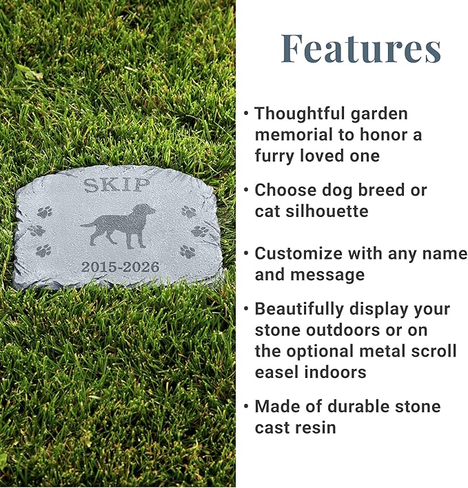 Let's Make Memories Personalized Dog Memorial Stone - Pet Memorial Resin Garden Stone - Sympathy for Loss of Pet - Choose from 60+ Dog Breeds