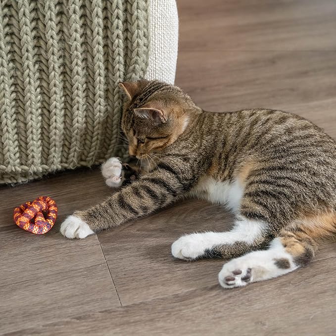 Catstages Plaque Away Pretzel Cat Toy – Interactive Catnip Dental Chew Toy to Help Clean Teeth,Fun for Play and Chewing,Orange,(Pack of 2)