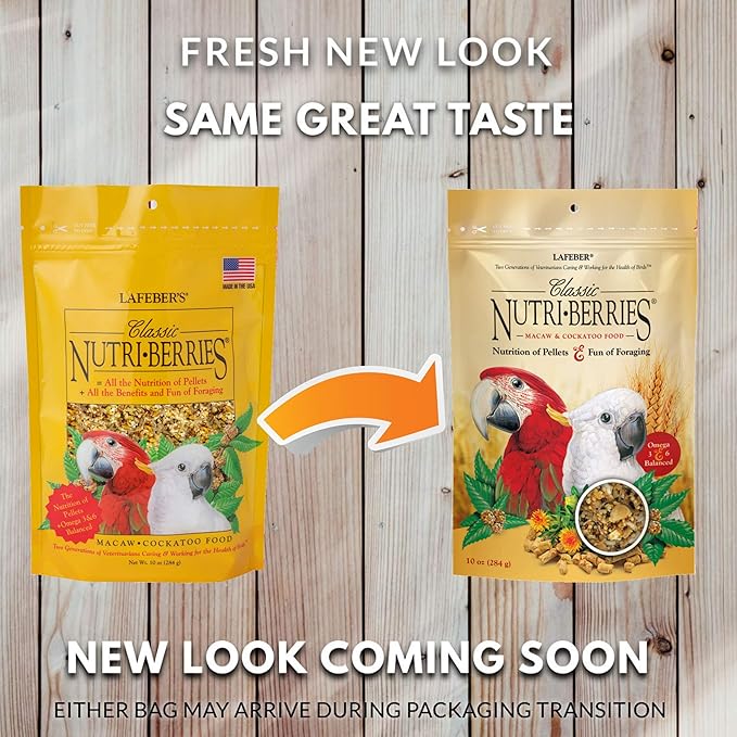 LAFEBER'S Classic Nutri-Berries Pet Bird Food, Made with Non-GMO and Human-Grade Ingredients, for Macaws and Cockatoos, 10 oz