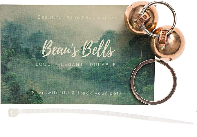Beau's Bells 2 Extra Loud Cat & Dog Bells | Pet Tracker | Save Birds & Wildlife | Luxury Handmade Copper (Large)