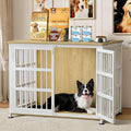 42'' Dog Crate Furniture Large Breed Dog Crate Dog Kennels for Inside Wooden Dog Crates End Table Heavy Duty Indoor Combination Cage for Medium to Large Dogs Oak