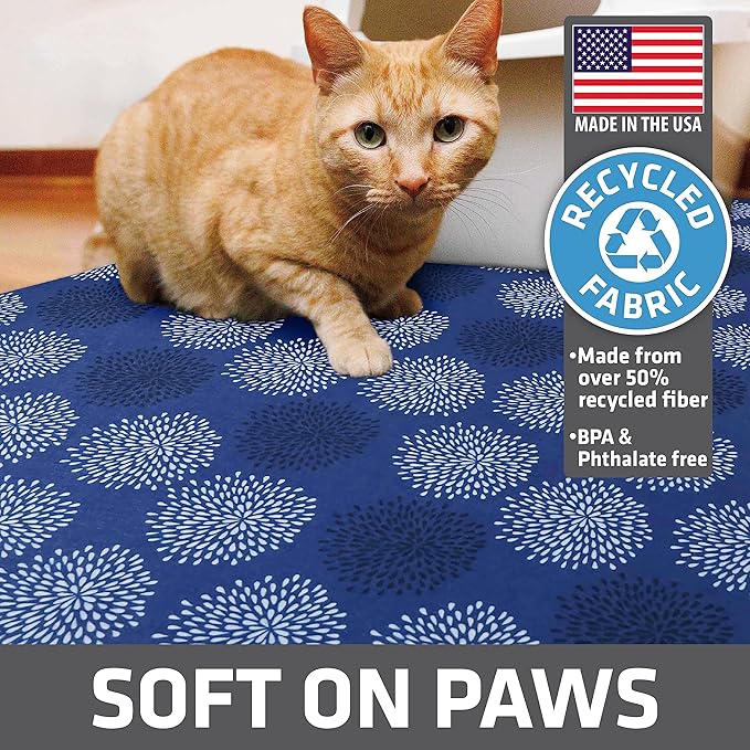 Drymate Cat Litter Box Mat, Litter Trapping Mat, Waterproof, Urine-Proof, Absorbent, Machine Washable, Soft on Paws, Contains Mess, Protects Floors, Kitten Supplies, Dark Blue, 29x36 XL