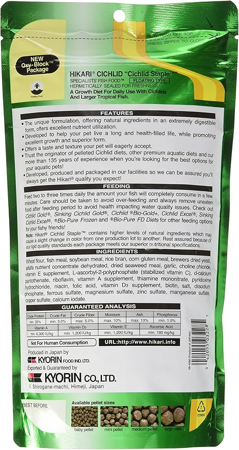Hikari 8.8-Ounce Cichlid Staple Floating Pellets for Pets, Mini