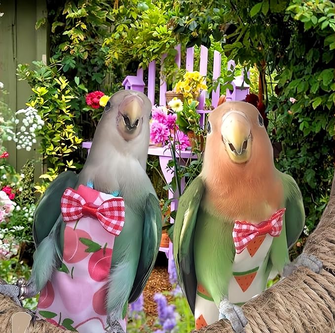 5 Pcs Bird Diapers Bird Harness Flight Suits Diapers Reusable Parrot Nappy with Waterproof Inner Layer Washable Cute Urine Wet Suit for Cockatiel Budgie Conure Macaw Parakeet Lovebird,M